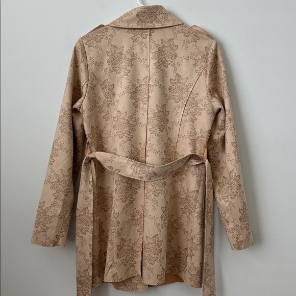 Soltaire Faux Suede Floral Boho Trench Style Coat Size: S - Picture 8 of 8
